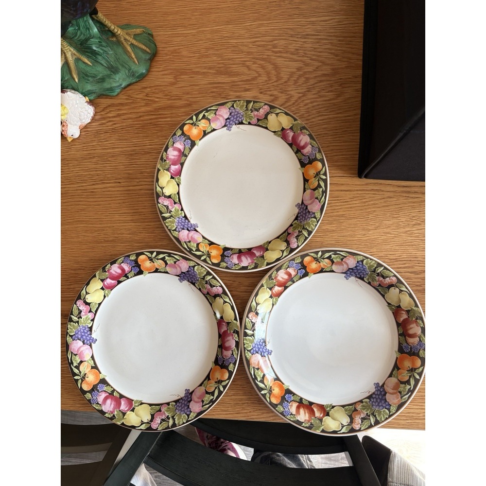 Vitromaster Fruit Garden 10.5" Dinner Plates Set of 3 Stoneware Indonesia